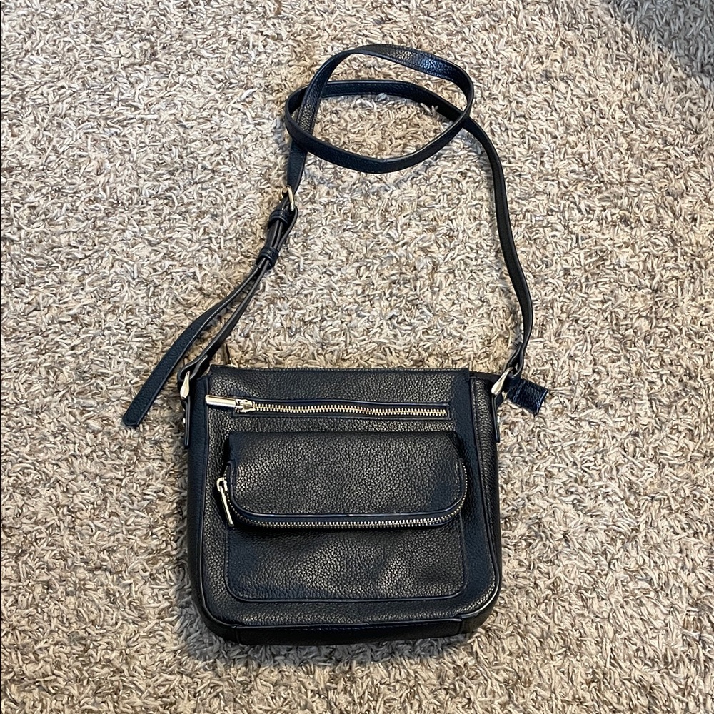 A New Day Elegant Black Faux Leather Crossbody Bag